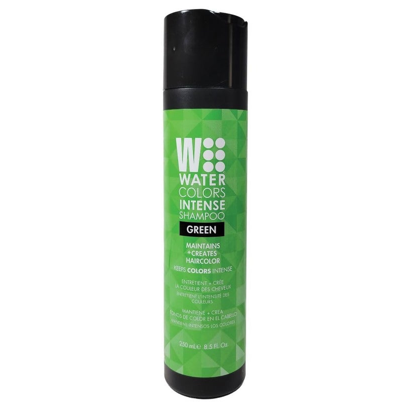 Watercolors by Tressa INTENSE 3-in-1 Color Depositing Shampoo, Semi Permanent Hair Color, Hair Dye Shampoo for Curly, Dry, and Normal Hair, 8 fl oz - GREEN - Image 1